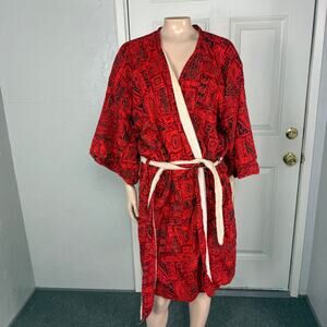Vintage 60s Sir William Hawaiian Robe Cotton Terry Cloth Floral California F19